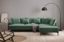 Menard 4 seters Høyrevendt Dyp L formet Sjeselongsofa i Fløyel   Mørk grønn