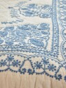 Rice Cotton Quilt Blanket in White with Blue Embroidery