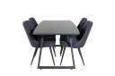 Venture Home Inca Spisegruppe Forlengningsbar 160 cm Rektangulær med 4 Velvet Stoler Sort