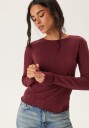 Pieces Pcmarie Ls O neck Poin Top