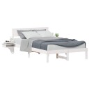  Sengeramme med nattbord Hvit 140 x 190 cm Heltre furu