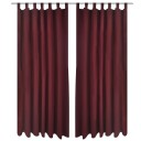 vidaXL 2stk Bordeaux Micro-Sateng Gardiner med Sløyfer 140 x 225 cm