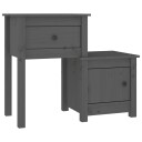 vidaXL Nattbord grå 79,5x38x65,5 heltre furu