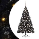  Kunstig Forhåndsopplyst Juletre med 300 LED Svart 180 cm PVC