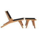 vidaXL Solseng med fotstøtte heltre teak tre og tau