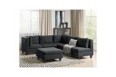 5 sits Hörnsoffa med fotpall Beliani Unstad Beige/svart Högervänd Polyester Black  