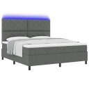  Box Spring Seng med Madrass & LED Mørkegrå 180x200 cm Stoff