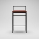 Department Barstol med Ryggstøtte 80 cm Svart / Brunt Skinn