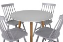Venture Design Polar & Lönneberga spisegruppe Hvit/grå 4 st stoler & bord 90 cm
