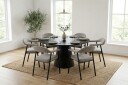 Siena spisegruppe rund 150 cm svart med 4 Ronja spisestoler   Beige/svart