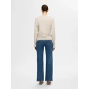 Selected Femme Lulu Long Sleeve Knit Frill Cuff O-Neck Beige M