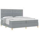  Box Spring Seng med Madrass Lysegrå 200x200 cm Stoff