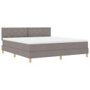  Boksfjær seng med madrass & LED Taupe 180x200 cm Stoff