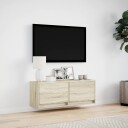  Vegghengt TV-benk med LED sonoma eik 100x31x35 cm 852364