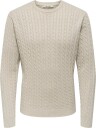 ONLY & SONS Onsloui Reg 12 Cabel Crew Knit Noos   OATMEAL   M