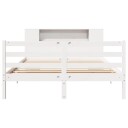  Seng med bokhylle uten madrass hvit 150x200 cm heltre furu 8721158606426