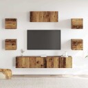  TV-skapsett 5 deler veggmontert gammelt tre 8721158761019