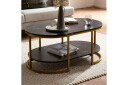 Sofabord Wohnling marmorutseende oval 100 cm med oppbevaringshylle, Bauhaus-stil Svart marmor - Svart marmor