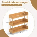 3 etasjes bokhylle i tre med åpen design og sideskinner