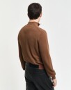 Piquestrikket bomullsgenser med half-zip i halsen HAZELNUT MELANGE XXL