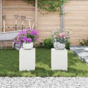  Uteplantestativ Søyle 2 stk Hvite 24x24x35 cm Stål