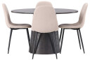 Venture Design Lanzo & Polar spisegruppe Beige/svart 4 stoler & bord 120 cm