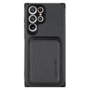 Samsung Galaxy S22 Ultra 5G Magnetisk Deksel med Kortlomme Karbonfiber Svart