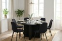 Edda spisegruppe rund 130 cm svart med 6 Nibe spisestoler   Svart