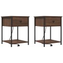  Sengeskaps 2 pcs brun eik 42 x 41 x 56 cm Konstruert tre