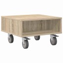 vidaXL Sidebord med hjul Sonoma eik 50,5 x 50 x 30 cm Konstruert tre