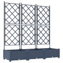 Hageplantekasse med Trellis 3 stk Grå 120x40x125.5 cm