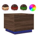  Salongbord med LED-lys brun eik 50x50x40 cm 839874