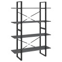 vidaXL Bokhylle 4 niv?er gr? 100x30x140 cm heltre furu