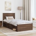  Sengestamme med hodegjerde Brun Eik 90 x 200 cm Konstruert tre