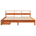  Seng med bokhylle uten madrass voksbrun 180x200 cm heltre furu 8721158409775