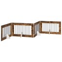 Vidaxl Foldbar Hundegitter Med Stativer 4 Stk. Røkt Eik 401 cm