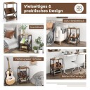 3 etasjes sidebord med V formet magasinhylle rustikk brun