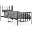 vidaXL Sengeramme i metall med hode- og fotgavl svart 75x190 cm 8721012249783