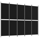 vidaXL Romdeler 5 paneler svart 250x200 cm stoff