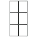 vidaXL Skyvedør ESG-glass og aluminium 102x205 cm svart