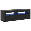  TV benk med LED lys svart eik 120x35x40 cm konstruert tre