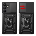 Hybrid Armor Camshield-skall med mobilring og kamerabeskyttelse for Samsung Galaxy A56 - Svart