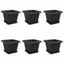 vidaXL Plantepotter 6 pcs Svart 33 x 33 x 26 cm Plast