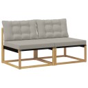 vidaXL Ute Midt Sofa Massiv akasietre og Textilene Hvit