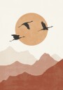Crane Silhouettes at Sunset Plakat Plakat / 30x40cm