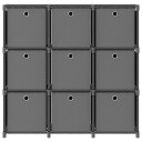 vidaXL Displayhylle med 9 kuber og bokser gr? 103x30x107,5 cm stoff