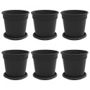 vidaXL Plantepotter 6 pcs Svart Ø 17 x 14 cm Plast