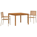 3 delers Hage Spisebordsett Beige Akasietre