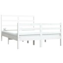 vidaXL Sengeramme hvit heltre furu 140x190 cm