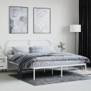 vidaXL Sengeramme i metall med sengegavl hvit 180x200 cm 8720845884680